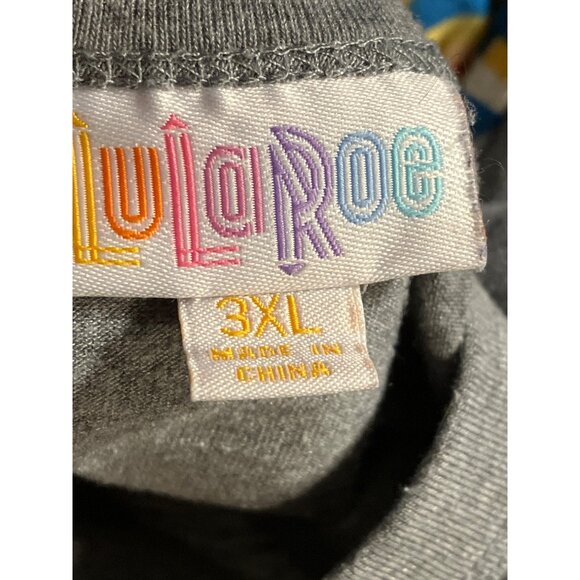 LuLaRoe Womens 3XL Gray & Multicolor Chevron Sleeve Top - Picture 3 of 11